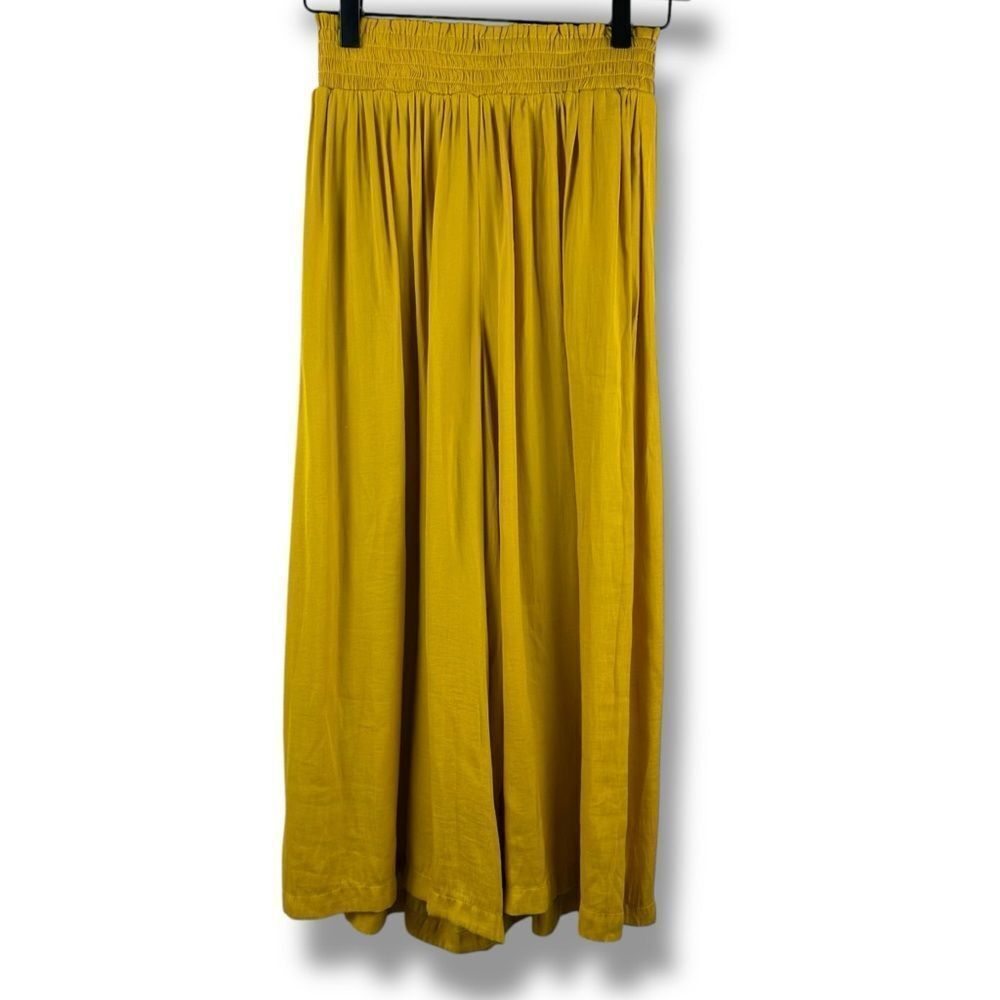 Women's XXS Petite Pull On Wide Leg Palazzo Pants Mustard Gold Flowy Boho Hippie